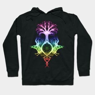 Ygdrassil with Huginn & Muninn [Rainbow] Hoodie